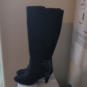 East 5th Black Heeled Boots with Buckle